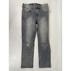 Gap Vintage Slim Mid Rise Grey Distressed Jeans 26 2P Petite Raw Hem